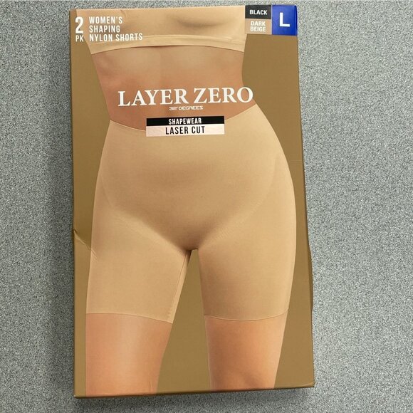 NEW Layer Zero Women's L Shapewear Laser Cut Nylon Shorts 2PK Black & Dark Beige - Picture 7 of 10
